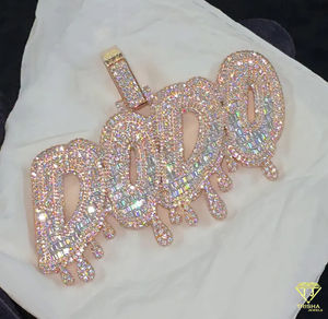 Pendentif lettre personnalisé en diamant cultivé en laboratoire VVS personnalisé pendentif Hip Hop bijoux personnalisés pendentif unisexe - Product Image 2