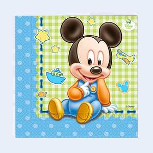Serviettes en papier Mickey Baby 33x33cm 20 pièces, décorations de fête pour enfants - Product Image 1