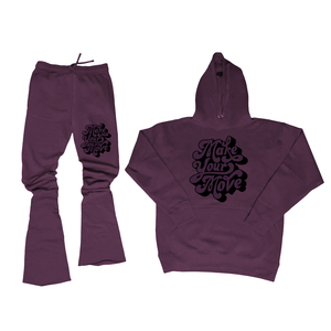 Conjunto de chándal desgastado personalizado para hombre, Sudadera con capucha y pantalones de Jogger acampanados apilados, chándales de moda de dos piezas para hombre - Product Image 2