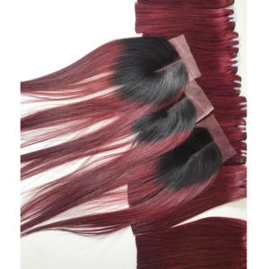 Prêt à expédier la perruque sans colle bordeaux 2*6 cheveux humains vierges vietnamiens à cuticules alignées paquets de cheveux - Product Image 2