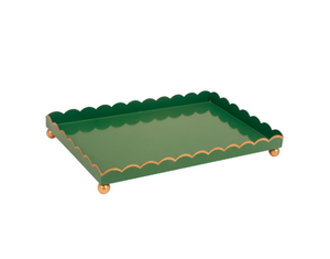 Bandeja de Madera Lacada Hecha a Mano con Bordes Festoneados y Patas de Bola Doradas, Bandeja Decorativa para Servir y Exhibir, Hecha en Vietnam - Product Image 1