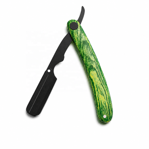 MORGANS INDUSTRIES Green Stainless Steel Handle Straight Razor Stainless Steel Single <b>Blade</b> Face & Body <b>Barber</b> Shop Use - Product Image 1
