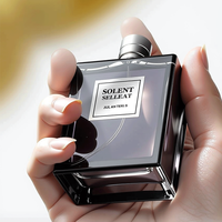 Solent Flacon de parfum de luxe noir dégradé de nouveau design personnalisé Flacon de parfum carré de 50ml 100 ml Vaporisateur à pompe transparent