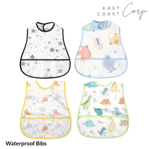 Baberos de alimentación para bebés con bolsillo para recoger migas, juego de Baberos de plástico para alimentos para dentición sin mangas e impermeables - Product Image 3