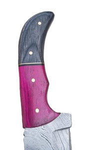 Tamaño personalizable hecho a mano de acero de Damasco hoja fija borde dentado cuchillo de caza al aire libre mango de hoja de madera Pakka gancho de espiga completa - Product Image 6