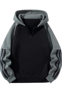 Sudadera Ligera de Felpa con Mezcla de Algodón de 400 g/m², Media Cremallera, Logotipo Personalizado Bordado, Sudadera con Capucha, Corte Holgado y Relajado, con Bolsillo - Product Image 2