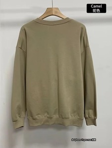 Drop sholder Hommes 100% Coton Oversized Crew Neck Autumn Loose Fit Terry Tops Customized Casual Hooded Sweatshirts - Product Image 3