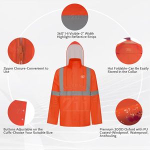 Veste de travail en softshell en coton, classe 2 ANSI, haute visibilité, orange, réfléchissante, LED clignotante, vêtements de sécurité de protection pour la course à pied - Product Image 2