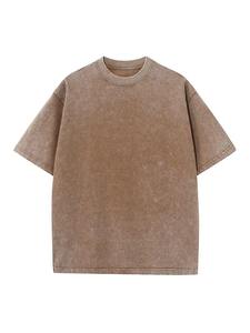 Camiseta Básica Unisex de Verano, 120/180g, de Algodón Peinado, Lavada, Color Sólido, Antiencogimiento, Estilo Vintage Desteñido, Manga Corta Extra Grande para Hombre y Mujer - Product Image 5