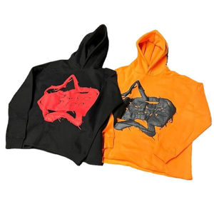 Sweat à capuche unisexe personnalisé surdimensionné délavé à l'acide avec patch brodé, ourlet brut, fermeture éclair, coton/polyester imperméable pour homme, hiver - Product Image 4