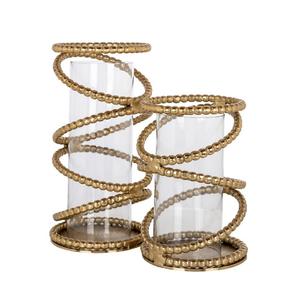 Bougeoir rond en métal doré avec cylindre en verre Plateau de table Salon Décoration intérieure Meilleure vente - Product Image 4