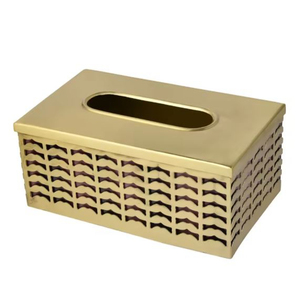 Elegante caja de pañuelos hecha a mano de latón dorado elegante dispensador de pañuelos de Metal decorativo para mesa de comedor Oficina - Product Image 2