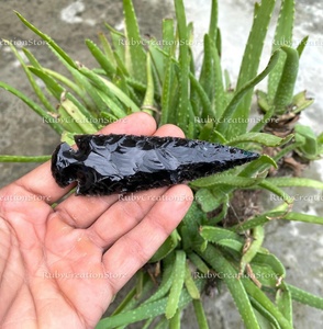 Puntas de Flecha de Obsidiana Negra Talladas a Mano, Cuchillos para Rituales, Sanación y Exhibición, Piedra de Cristal, Decoración Espiritual - Product Image 4