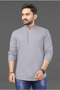 100% Cotton Indian Handmade Traditional Short Kurta Stylish O-neck Full Sleeve <b>Men</b> Short Kurta - Product Image 6