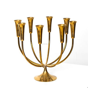 Portavelas de 9 brazos, muestra de Metal negro dorado disponible, decoración decorativa de vacaciones transparente, estampado europeo, decoración de boda hecha a mano - Product Image 4