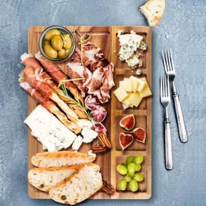 Tabla de cortar de madera de acacia con recipientes para embutidos fríos, ideales para fiestas y postres, procedentes de Vietnam. - Product Image 3