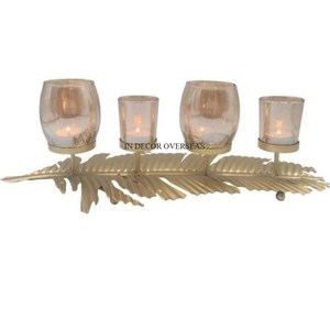 Set Of 2 Modern Creative Art Stylish Designer High Quality Aluminum Casted Gold Shiny Polished <b>Candle</b> <b>Stick</b> <b>Holder</b> From India - Product Image 3