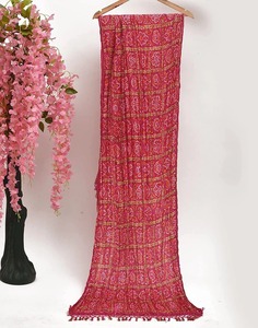 Dupatta ผ้าไหมพิมพ์ลาย bandhej ดูเว็ทขนาดฟรี2.25เมตรสำหรับสวมใส่ในงานแต่งงานและของขวัญเพื่อนเจ้าสาว - Product Image 4