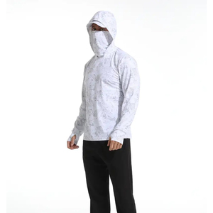 เสื้อตกปลาแขนยาวมีฮู้ดสำหรับผู้ชายเสื้อตกปลามีฮู้ดแห้งเร็วเสื้อตกปลาสำหรับผู้ชาย UPF 50 + UV ป้องกันเสื้อผ้าสำหรับตกปลาโลโก้ตามสั่ง - Product Image 4