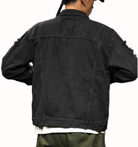 Men's Distressed <b>Denim</b> <b>Jacket</b> Casual Ripped Holes Button Down Trucker <b>Jacket</b> Jean Coat <b>denim</b> <b>jacket</b> ripped holes design - Product Image 3