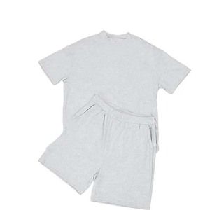 Chándales de estilo callejero de verano para hombre, chándales 100% de algodón liso de gran tamaño, conjunto de pantalones cortos térmicos de manga corta - Product Image 2