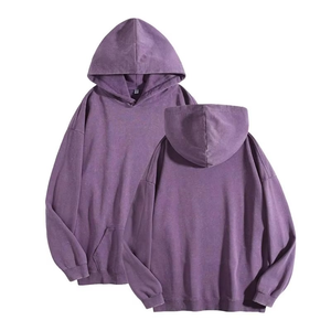 Sweat à capuche ample pour homme 100 % coton 340g, teint uni, coupe ample, coupe-vent, écologique, avec poche kangourou et poignets côtelés, automne-hiver - Product Image 2