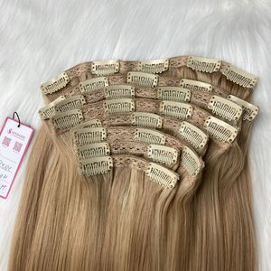 Mejor venta recto ombre 5pcs 7pcs humano 100% pelo real clip en extensiones de cabello brasileño de la armadura del pelo brasileño clip ins - Product Image 5