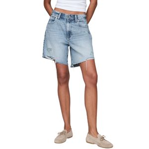 Shorts en jean amples pour femmes, taille haute, coupe skinny, délavage clair, écologiques, vintage, confortables, respirants, décontractés pour l'été - Product Image 1