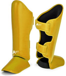Venta al por mayor personalizado profesional Muay Thai espinilleras PU cuero almohadillas de boxeo para Kickboxing MMA entrenamiento - Product Image 2
