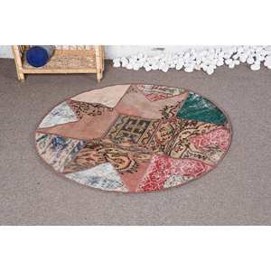 Alfombra ecléctica de lana turca Vintage Beige 330cm X 330cm hecha a mano Boho Patchwork patrón para adolescentes cabecera pasillo rectángulo látex - Product Image 1