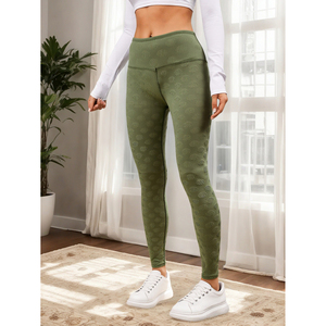 Leggings de Yoga y Fitness Sin Costuras de Cintura Alta Transpirables de Elastano/Nailon para Mujer, Modelo H036-Rojo, Marca LJ Disponible - Product Image 5