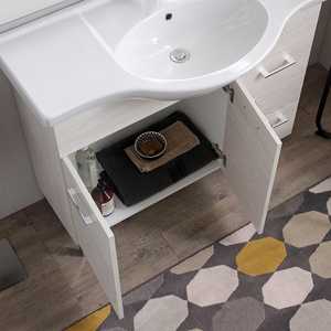 Meuble de salle de bain en chêne blanc de 105 cm avec miroir et lampe Ravenna, ensembles de salle de bain élégants - Product Image 5