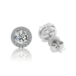 Boucles d'oreilles Halo Moissanite pour femme Boucles d'oreilles en argent Moissanite 1 carat Boucles d'oreilles de fiançailles en diamant Moissanite de la meilleure qualité - Product Image 1