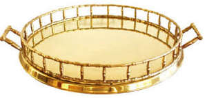 Bandeja de servicio redonda de latón para almuerzo, accesorios de hoteles con asa, vajilla de lujo de latón, bandeja decorativa - Product Image 3