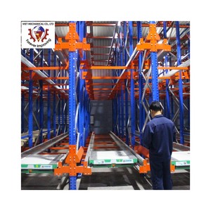 Vietnam's mechanical radio shuttle vehicle rack made of green steel, with automatic pallet <b>storage</b> system and support bars - Product Image 2