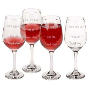 Hand Blown Good Day Bad Day Wine Glass Classic Design Borosilicate Glass and Metal <b>Drinkware</b> "Don't Even Ask" - Product Image 2