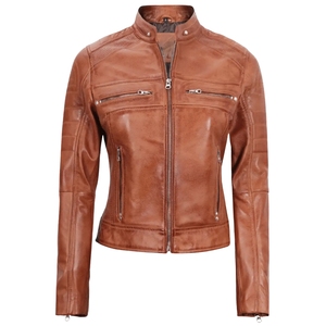 Chaqueta de Motocicleta de Piel de Oveja Genuina Hecha a Medida de Primera Calidad para Mujer, Moda al por Mayor, Alta Calidad, Resistente al Viento y Ecológica - Product Image 2
