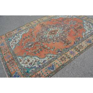 Alfombra tradicional de lana de retazos naranja Beige 6,2x9,5 pies área grande diseño turco Vintage para decoración para sala de estar pasillo látex - Product Image 4