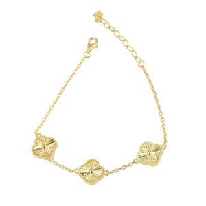 Pulsera de Plata de Ley 925 con Triple Trébol y Acabado Espejo |   Joyería Turca Hecha a Mano - Product Image 1