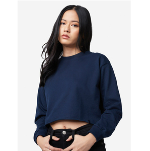 Primavera Otoño Verano Mujer Crop Top Sudadera Transpirable Color Blanco Cuello Redondo Crop Tops Pullover Sudaderas - Product Image 2