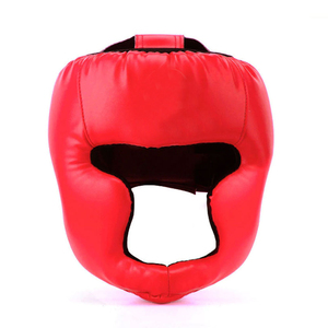 Boxing Genuine Leather Red-Color Kickboxing MMA <b>Head</b> Guard Protective-Gear Custom Logo Wholesale <b>Head</b> Guard - Product Image 3
