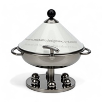 Tajine moderne écologique en acier inoxydable avec support de 24 cm de diamètre, plat de cuisson et de service rond élégant pour la maison et la restauration