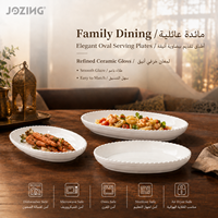 JOZING Plat de service ovale en céramique blanche avec bord perlé, assiette en porcelaine, liquidation directe d'usine, articles de vaisselle pour la cuisine