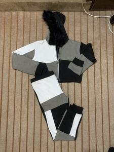 Conjunto de 2 Piezas Extra Grande para Mujer, Pantalones Joggers con Hombros Caídos, Sudadera con Capucha Bordada, Corte Ajustado, 100% Algodón Felpa - Product Image 3