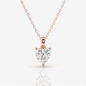 Pendentif solitaire en diamant de laboratoire taille cœur en or 18 carats, collier élégant et raffiné - Product Image 5