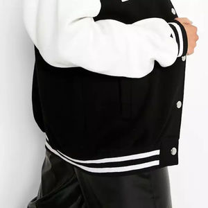 Women's High Quality Durable Breathable Cotton Varsity <b>Jacket</b> with Rib Knit Collar Full Sleeves Clothing Women's Varsity <b>Jackets</b> - Product Image 5