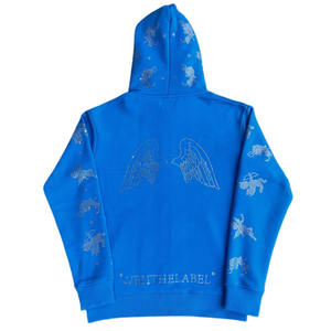 OEM Sweat à capuche personnalisé pour hommes et unisexe avec strass Full Zip Streetwear Poche Sweat-shirt décontracté pour l'hiver Motif solide - Product Image 5
