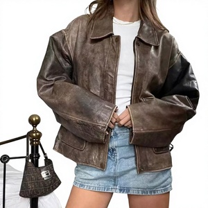 Fashion Womens <b>Real</b> <b>Leather</b> <b>Jacket</b> Sheepskin Slim Fit Motorcycle Style Coat with Zipper Style and High Quality - Product Image 1