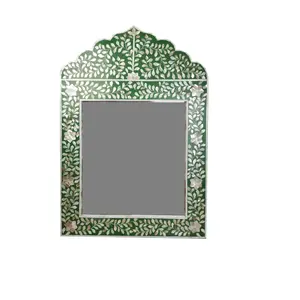 Miroir de taille moyenne cadre décor à la maison miroir mural sculpté à la main conception miroir cadre os incrustation finition mural - Product Image 1
