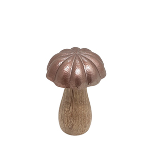 Juego de 3 esculturas de diseño único de tamaño pequeño de color negro y níquel de setas de aluminio y madera para decoración de mesa - Product Image 2